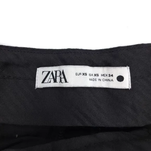 ZARA Wide Leg Sheer Eyelet Lace Crop Pants Soft Girl Boho Minimal Resort Black - Picture 2 of 7